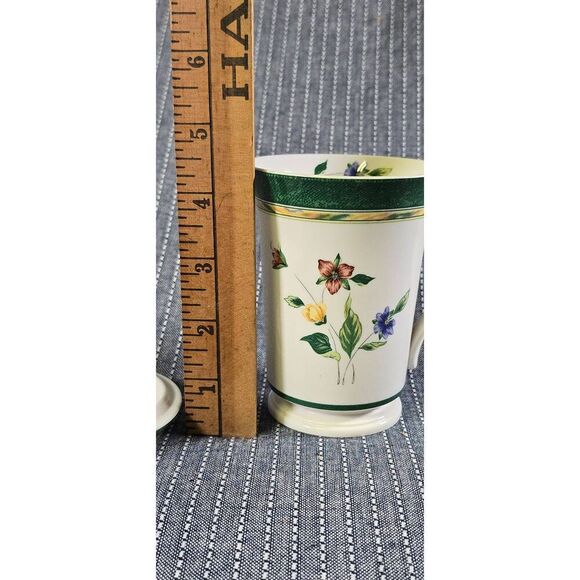 SAINT JAMES HANHOOK FINE CHINA WILD FLOWER CUP WITH LID /COASTER - Picture 6 of 8